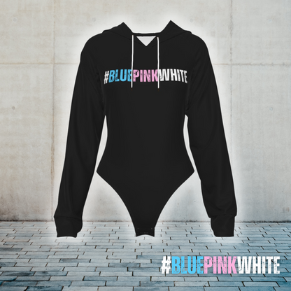 Teen #BLUEPINKWHITE hashtag Hooded Bodysuit