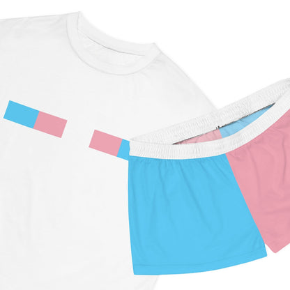 Subtle Trans Coloured Ribbon Trans Pride Short Pajama Set tunnellsCo.