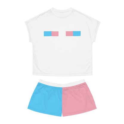 Subtle Trans Coloured Ribbon Trans Pride Short Pajama Set tunnellsCo.