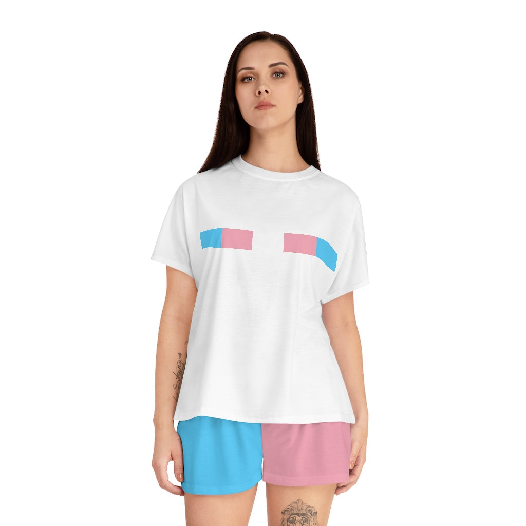 Subtle Trans Coloured Ribbon Trans Pride Short Pajama Set tunnellsCo.