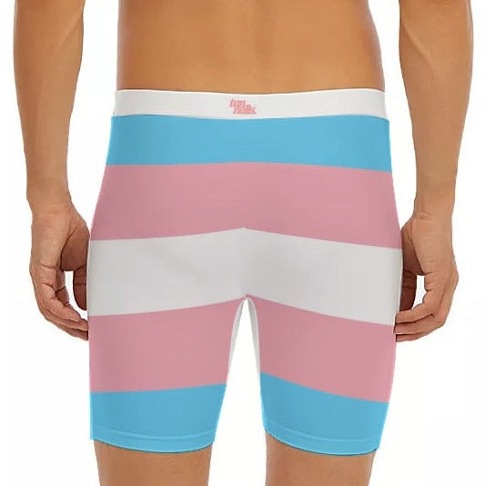 Teen - Plus Size Blue Pink White Trans Colors Inspiration Boyfriend Athletic Style Long Boxers tunnellsCo.