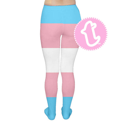 TightsByTOM Blue Pink White Pride Editions Soft Stretchy Pantyhose tunnellsCo.