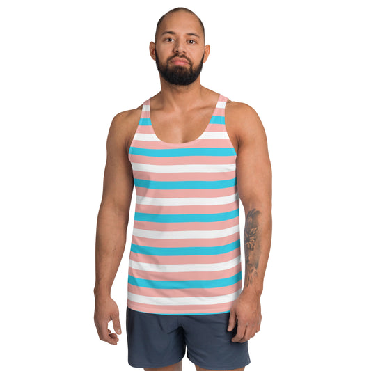 Trans Coloured Candy Stripe Boyfriend Sports Fitness Tank Top tunnellsCo.