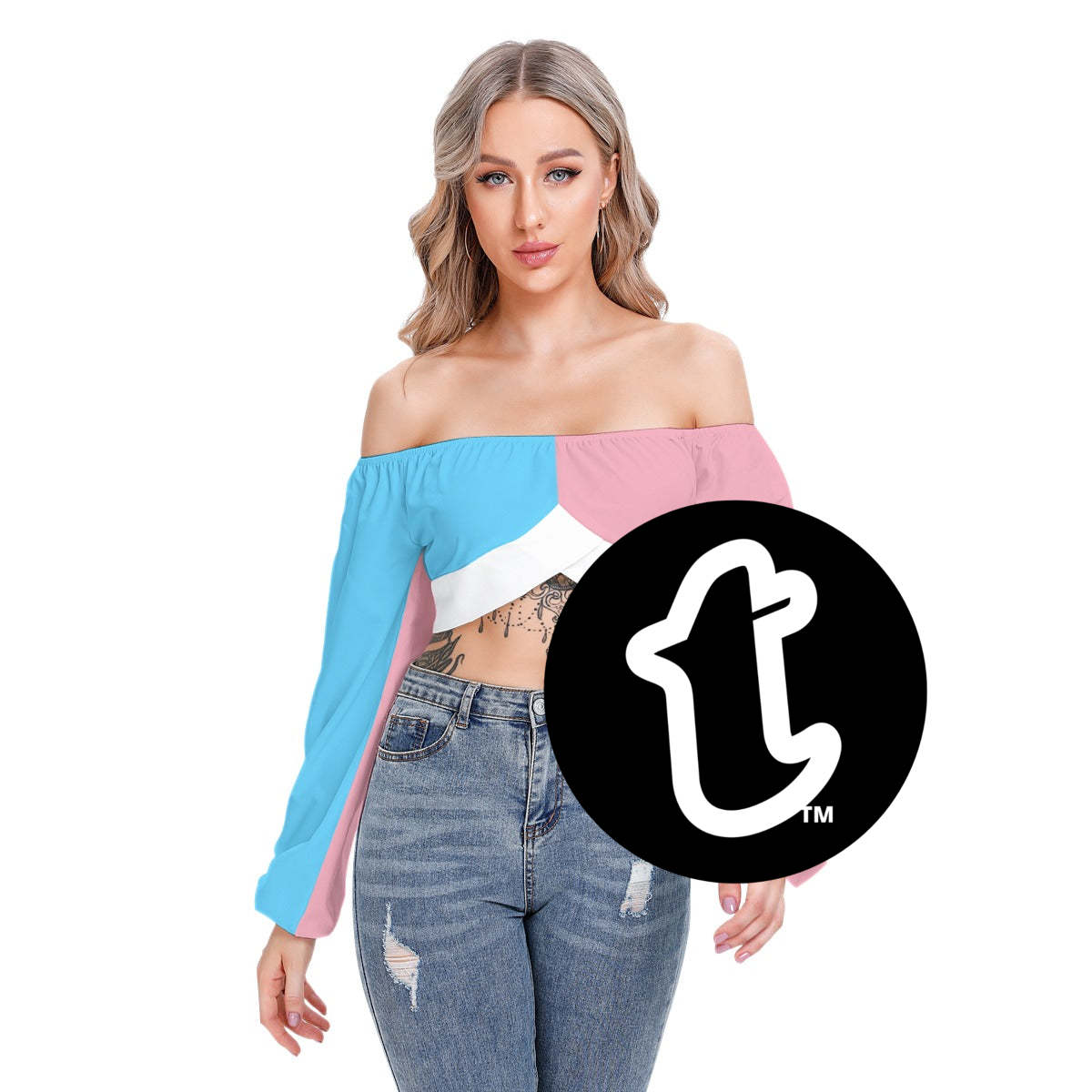 Trans Coloured Off-Shoulder Cropped Tie-Back Tube Top tunnellsCo.