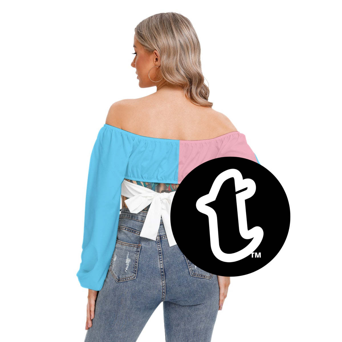 Trans Coloured Off-Shoulder Cropped Tie-Back Tube Top tunnellsCo.