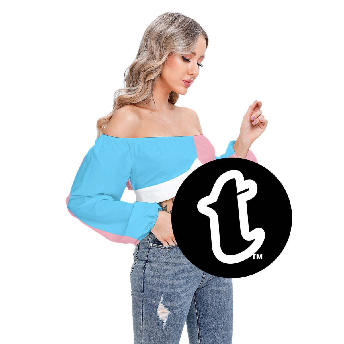 Trans Coloured Off-Shoulder Cropped Tie-Back Tube Top tunnellsCo.