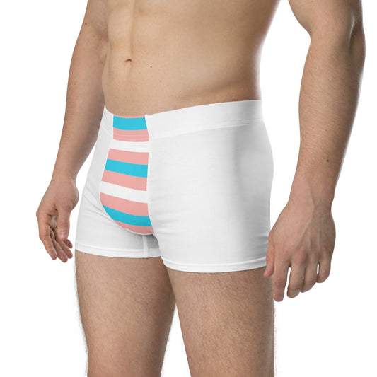 Trans Coloured Trans Pride Candy Striped Boyfriend White Pouch Boxer tunnellsCo.