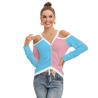 V-Neck Cold Shoulder Blouse tunnellsCo.