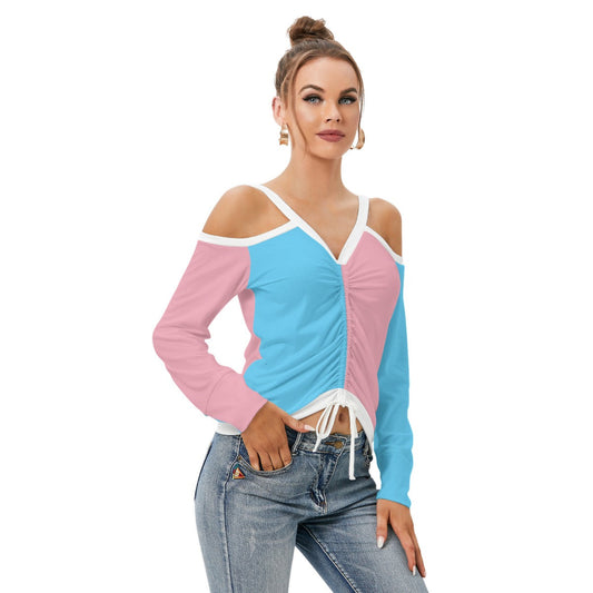 V-Neck Cold Shoulder Blouse tunnellsCo.