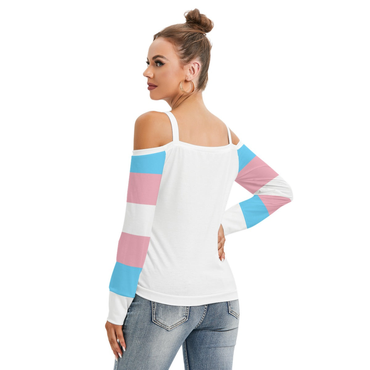 V-Neck Cold Shoulder Cropped Blouse tunnellsCo.