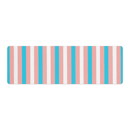 Trans Coloured Trans Pride Ribbon 6ft-2ft Long Neoprene Yoga Mat