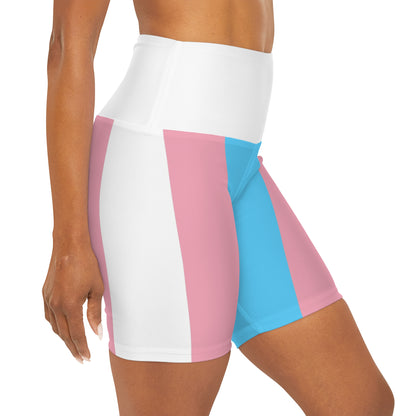 Blue Pink White High Waisted Yoga Shorts
