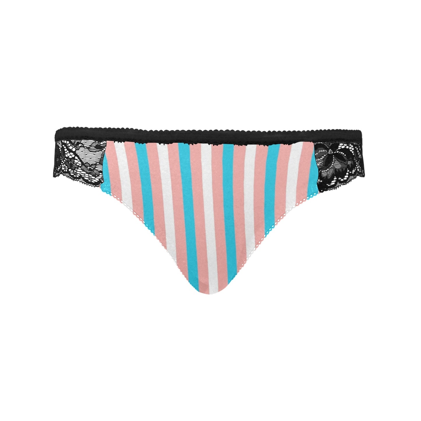 Teen - Plus Size Blue Pink White Candy Striped Black Lace Panties