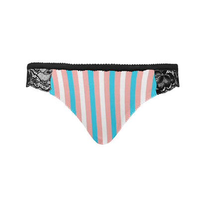 Teen - Plus Size Blue Pink White Candy Striped Black Lace Panties