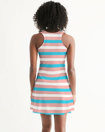 Teen Blue Pink White Pride Candy Striped Racerback Dress