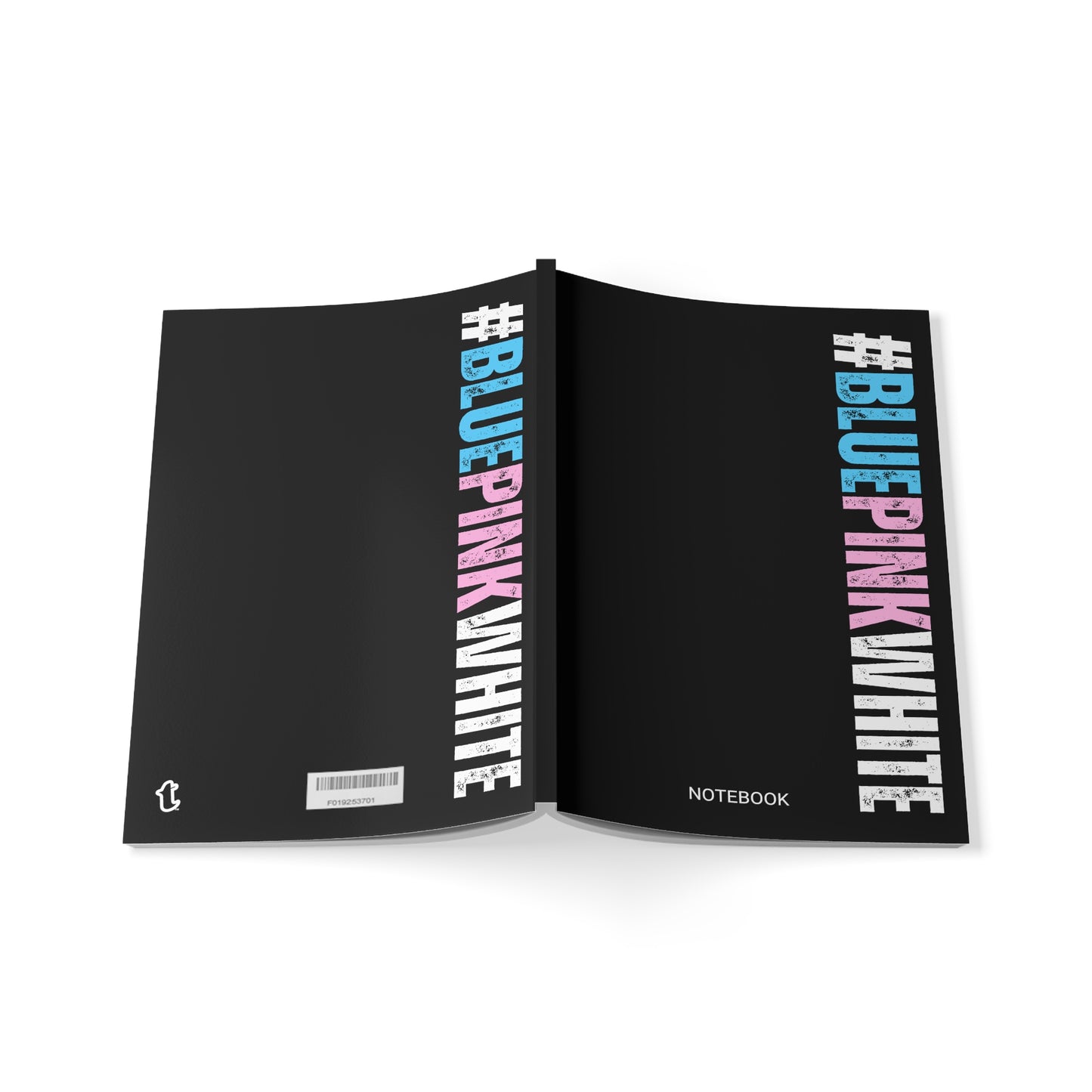 Blue Pink White #BLUEPINKWHITE Series Black Softcover Notebook, A5