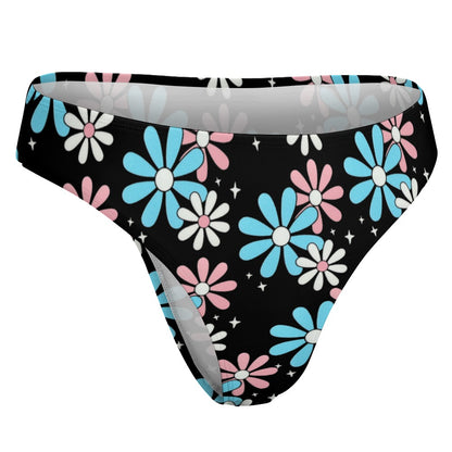 Blue Pink White Big Daisies T-Back Tucking Knickers