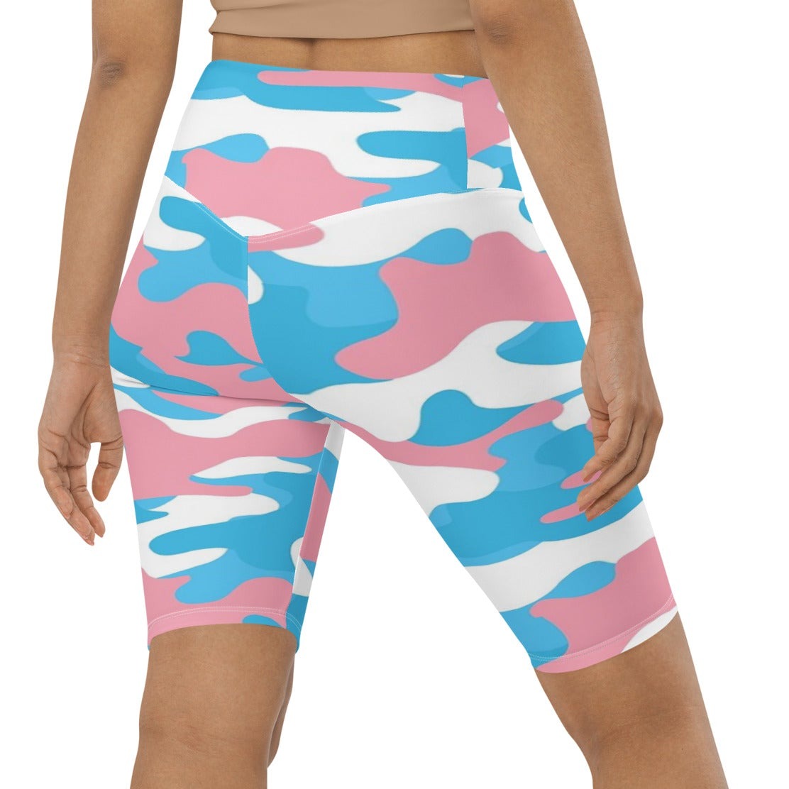 Blue Pink White Trans Pride Camouflage Butt-Lifting Cycling Shorts