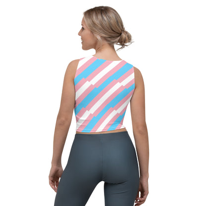 Blue Pink White Pride Mosaic Cropped Fitness Tank