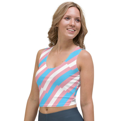 Blue Pink White Pride Mosaic Cropped Fitness Tank