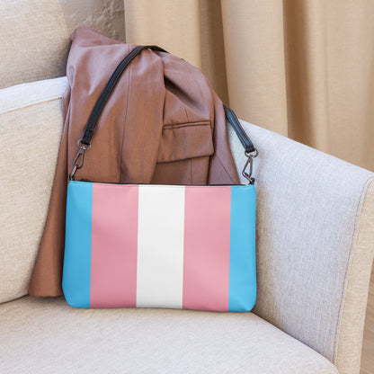 Blue Pink White All Over Pride Faux Leather Crossbody Handbag