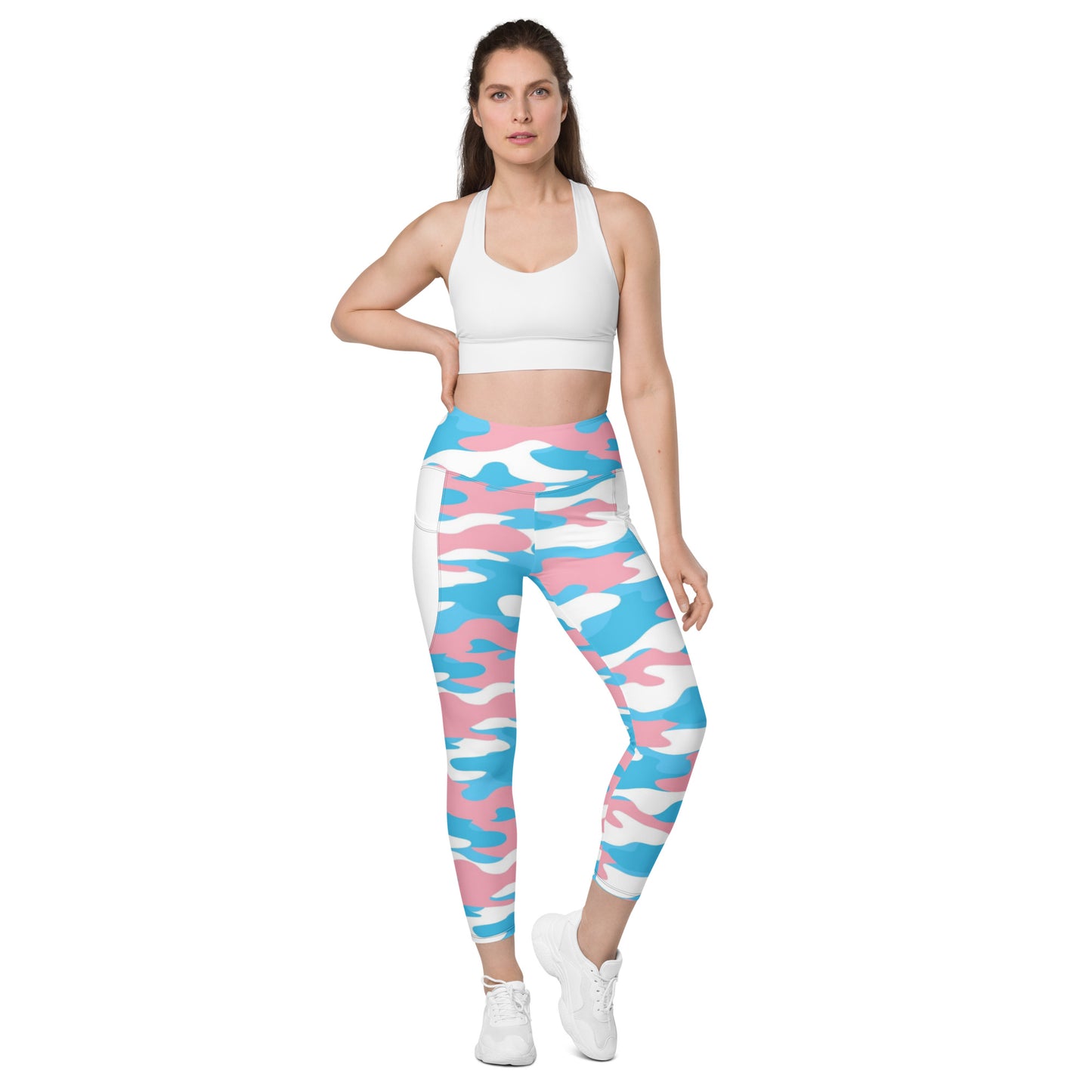 Blue Pink White Pride Camouflage Fitness, Pilates Workout Pants