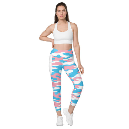 Blue Pink White Pride Camouflage Fitness, Pilates Workout Pants
