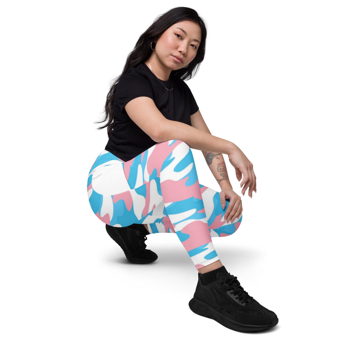 Blue Pink White Pride Camouflage Fitness, Pilates Workout Pants