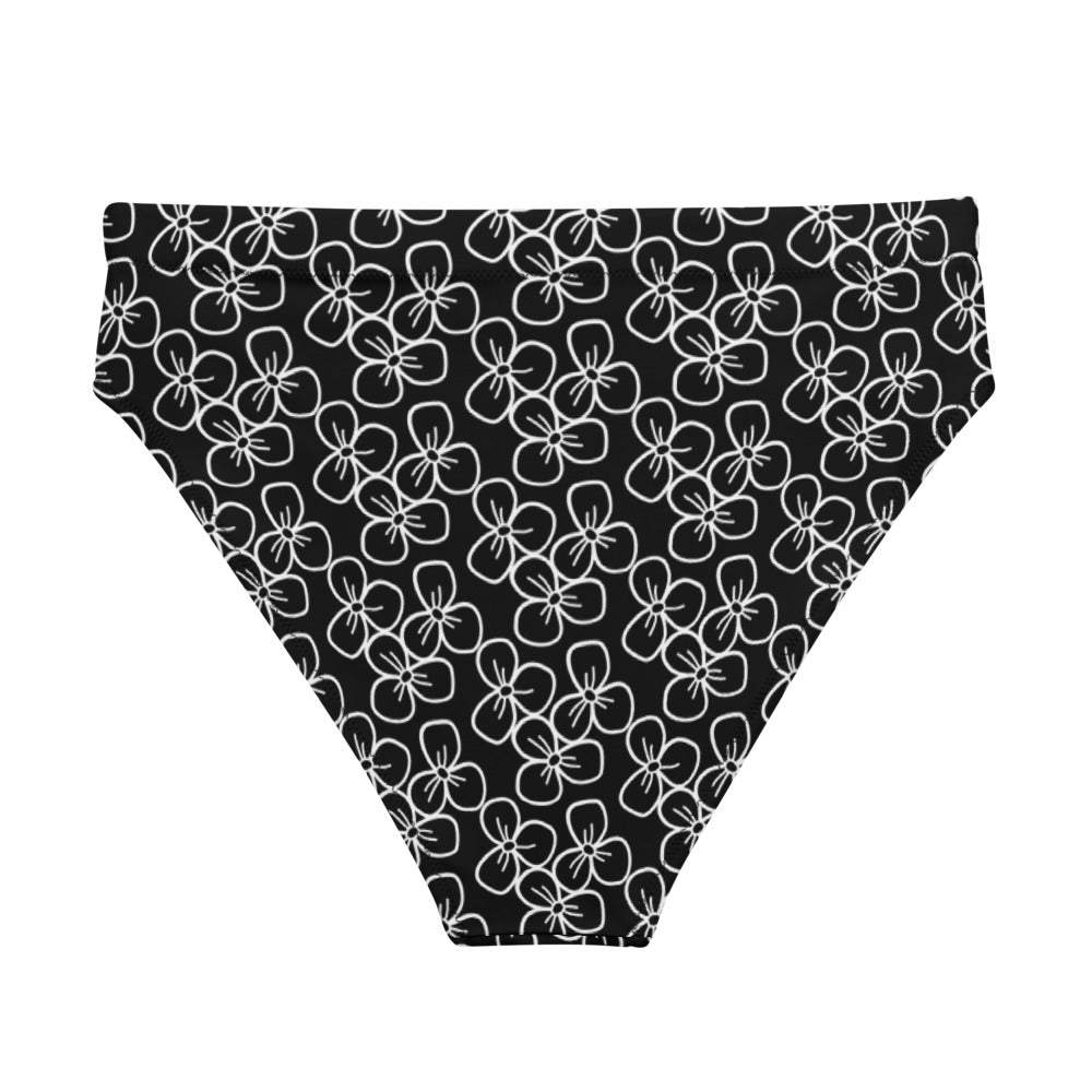 Floral Blossom Black High-Waisted High-Cut Tucking Panty