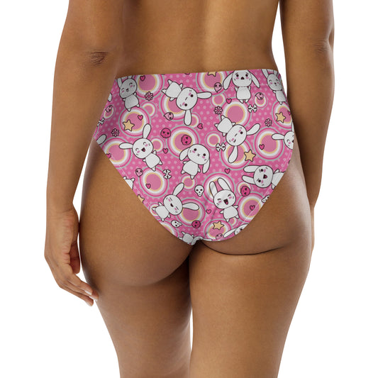 Pastel Kawaii Doodle Recycled High-Waisted Bikini Bottom