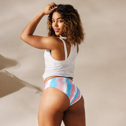 Trans Coloured Pride Watercolor Stripes High-Waisted Hip-Cut Tucking Panty