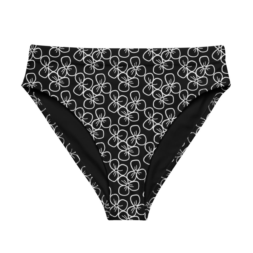 Floral Blossom Black High-Waisted High-Cut Tucking Panty