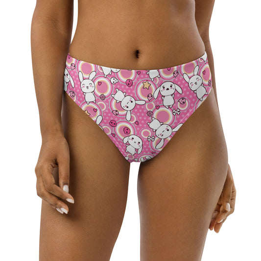 Pastel Kawaii Doodle Recycled High-Waisted Bikini Bottom