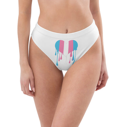 Trans Coloured Dripping Heart High-Waist Hip-Cut Tucking Panty