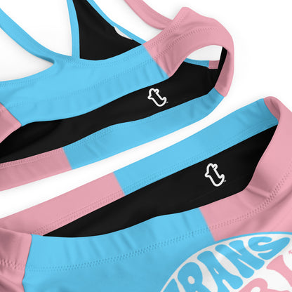 Blue Pink White 'TRANS GIRL POWER' Paris Pride Recycled High-Waisted Bikini Twin-Set