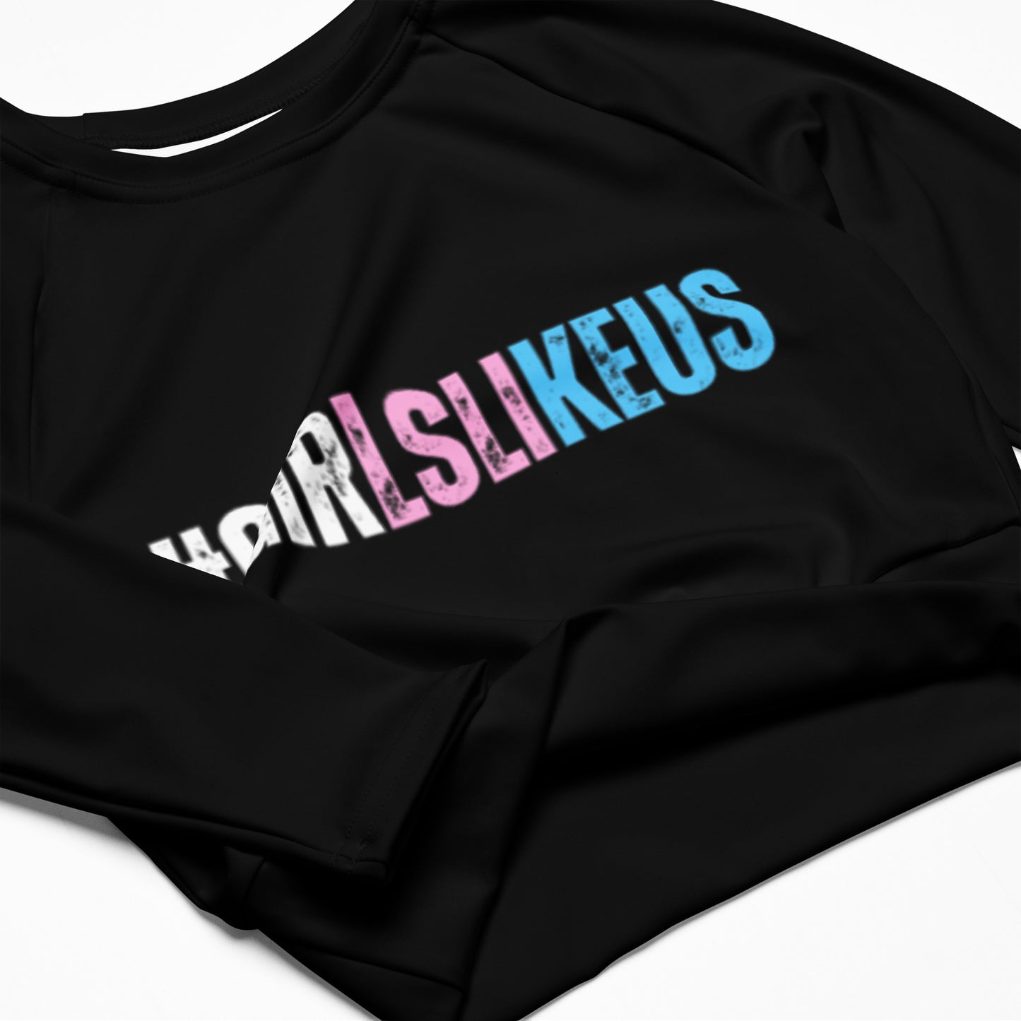 Blue Pink White 'GIRLSLIKEUS' Hashtag Cropped Top