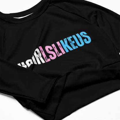 Blue Pink White 'GIRLSLIKEUS' Hashtag Cropped Top