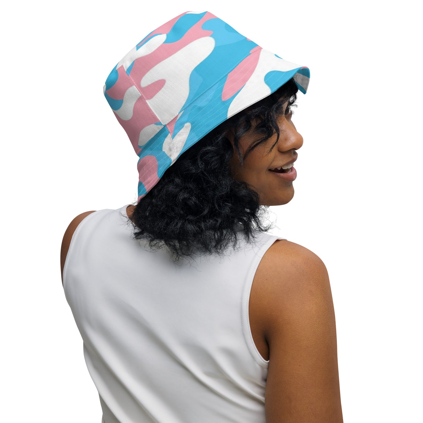 Blue Pink White Pride Camouflage Reversible Bucket Hat