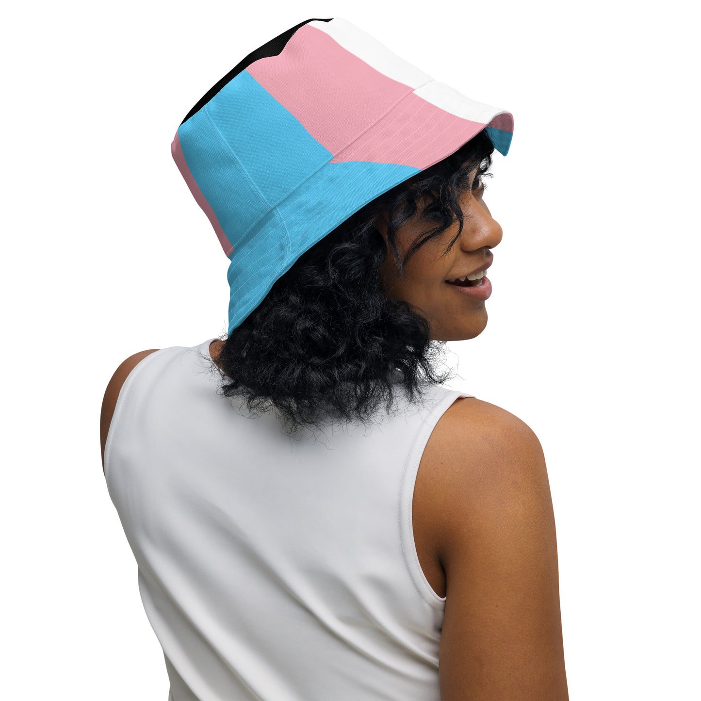 Blue Pink White Trans Pride Reversible Bucket Hat