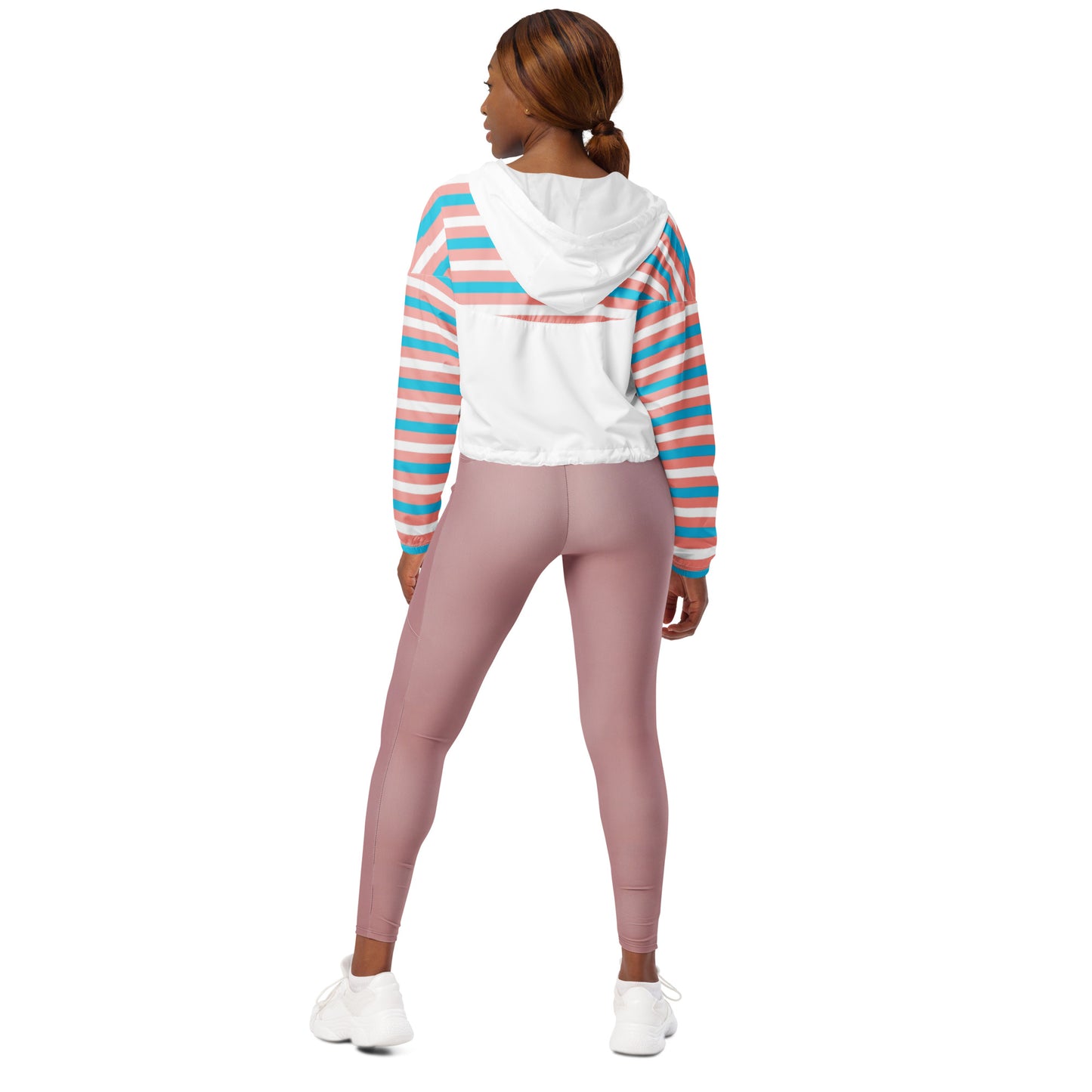 Blue Pink White Trans Pride Candy Striped Cropped Track Jacket