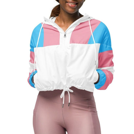 Blue Pink White Trans Pride Cropped Track Jacket
