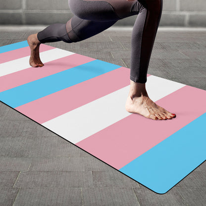 Trans Coloured Trans Pride Flag Ribbon 6ft-2ft Long Neoprene Yoga Mat