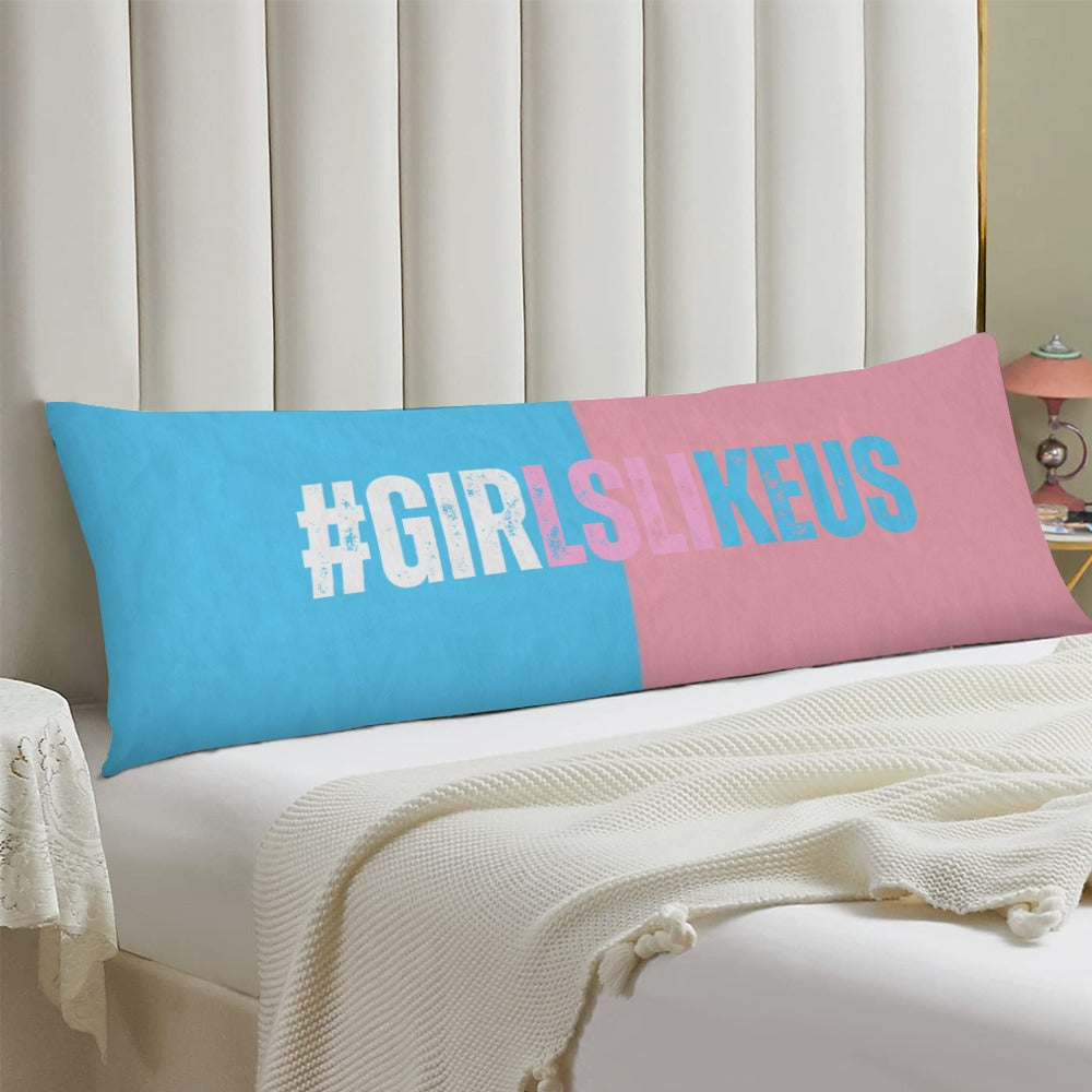 Blue Pink White 'GIRLSLIKEUS) Hastag Extra Long Pillow Case
