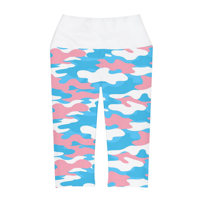 Blue Pink White Teen All Over Pride Camouflage Fitness Capri