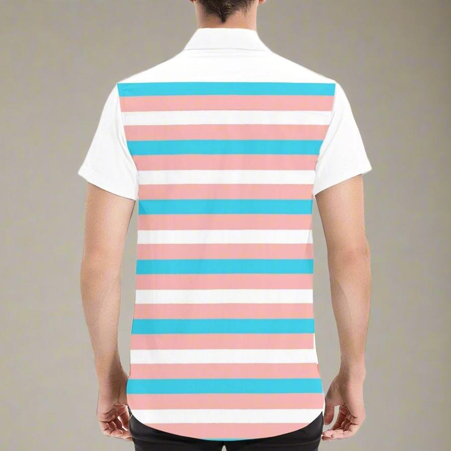 Trans Coloured Pride Candy Stripe White Short-Sleeve Shirt