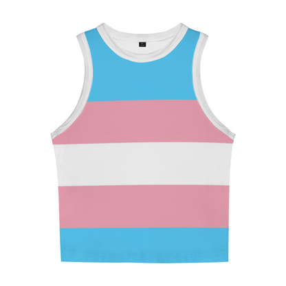 Trans Coloured Transgender Pride Sleeveless Cropped Tank Top