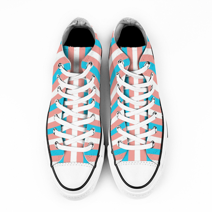 Blue Pink White Pride Candy Striped 'Converse Style' Canvas High-Top Sneakers
