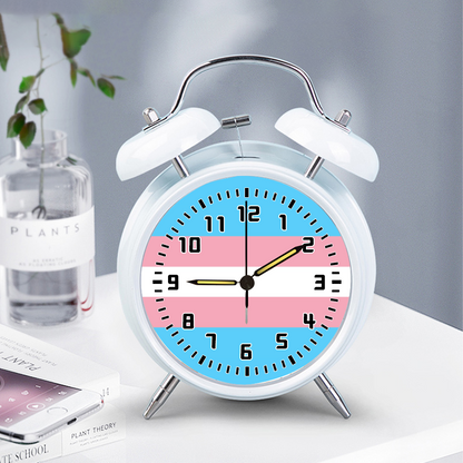Blue Pink White Pride Edition Twin-Bell Clock