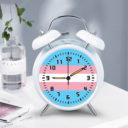 Blue Pink White Pride Edition Twin-Bell Clock