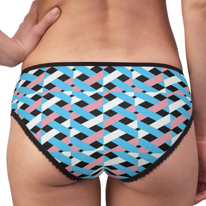 Blue Pink White All Over Pride Lattice Black High-Cut Knickers